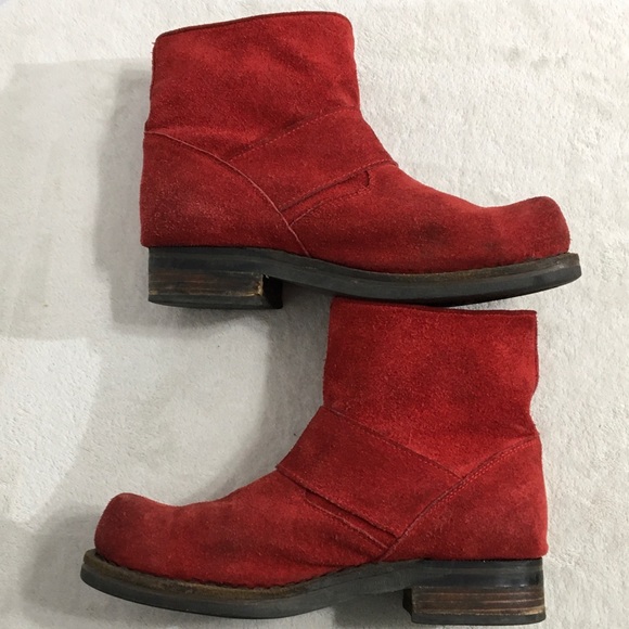 JEFFREY CAMPBELL Red Suede Booties boots buckles - Picture 4 of 16